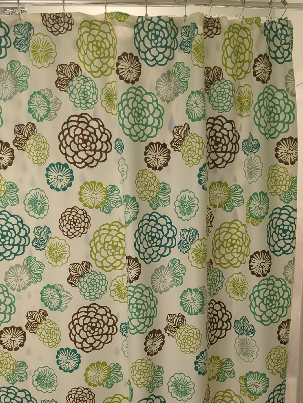 Wamsutta Shower Curtain with Teal, Lime & Brown Floral Print